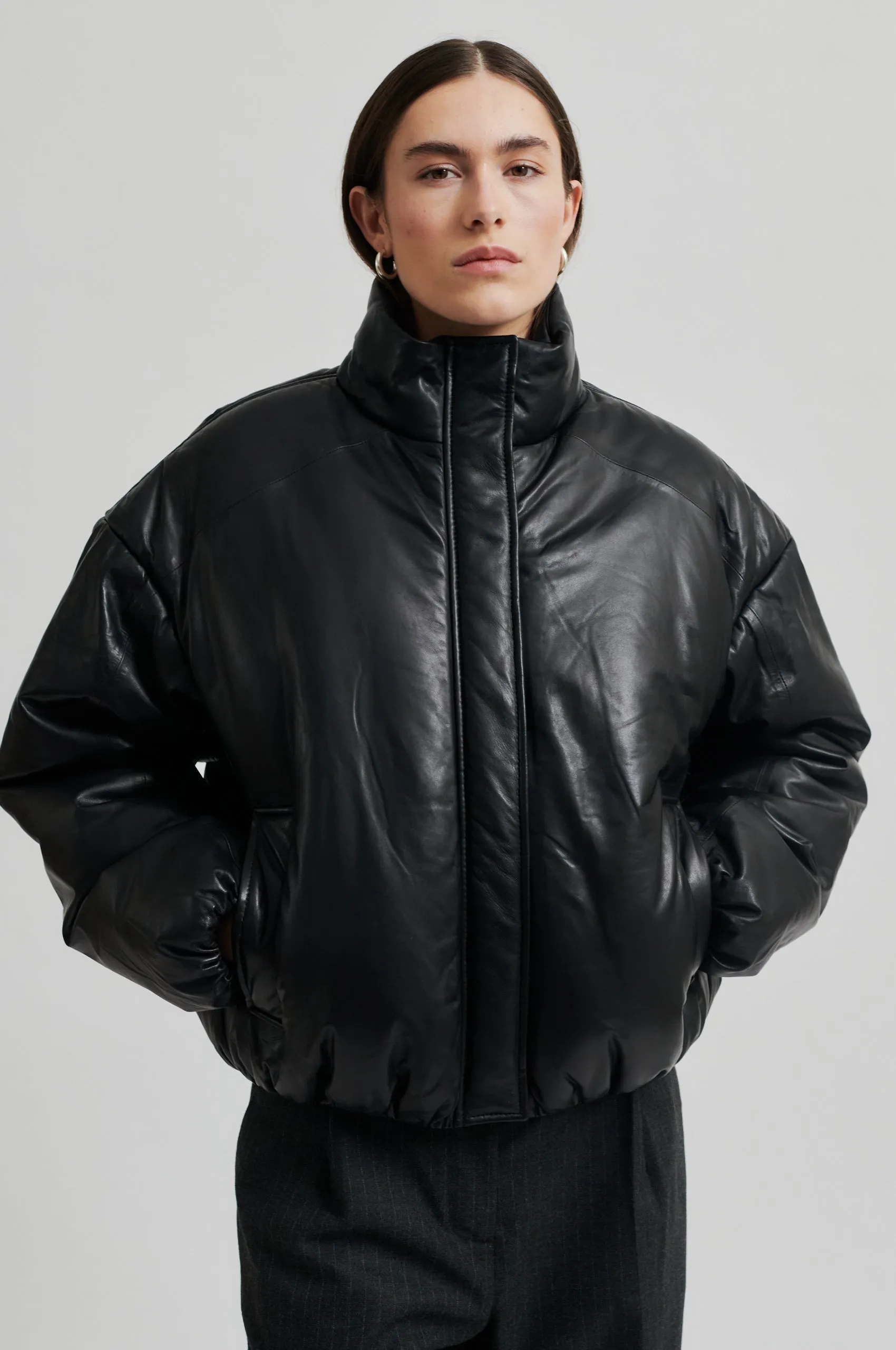Harlow Leather Bomber Jacket sold by Second Female