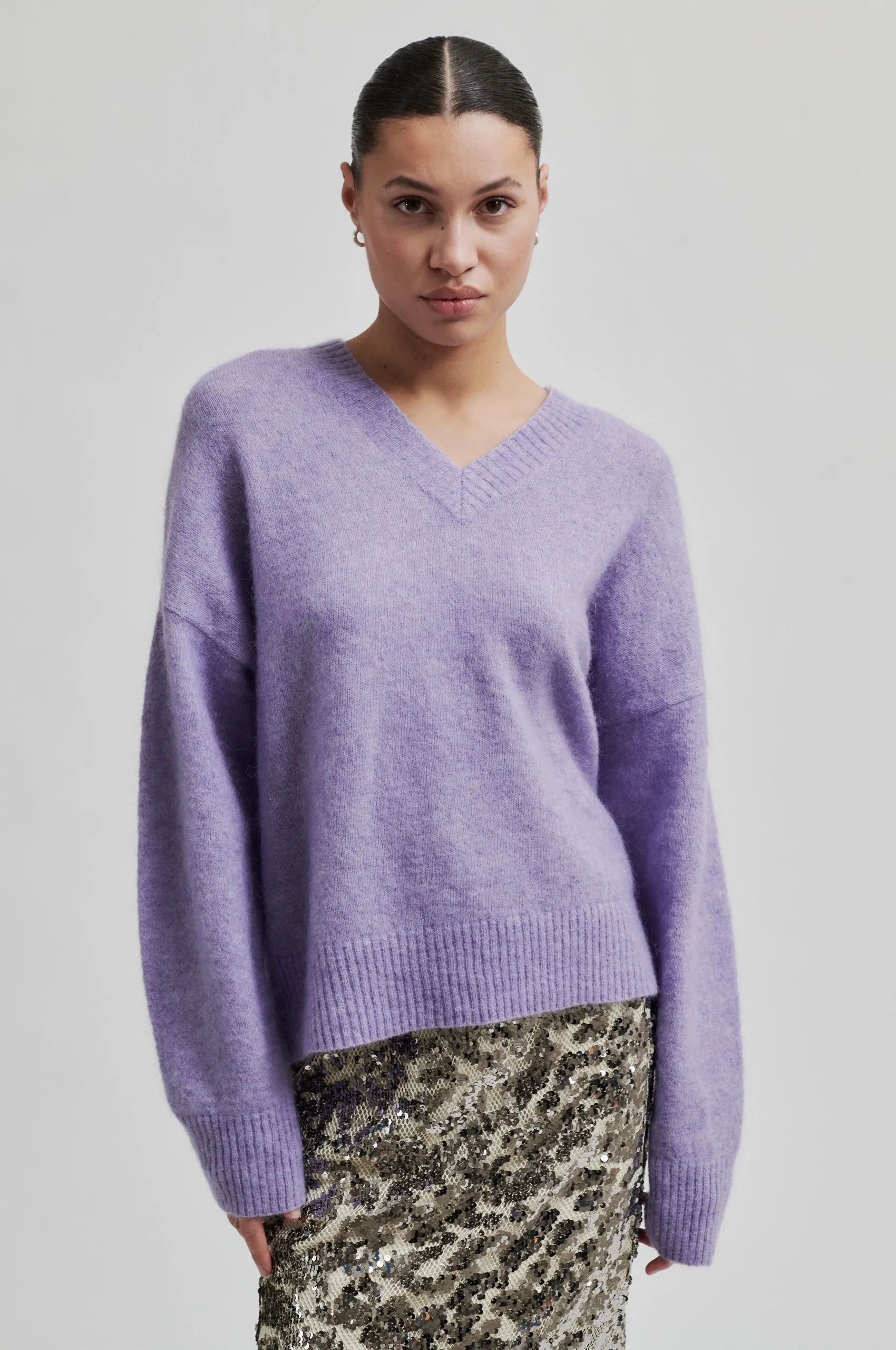 Brook Knit Loose V-Neck sold by Second Female