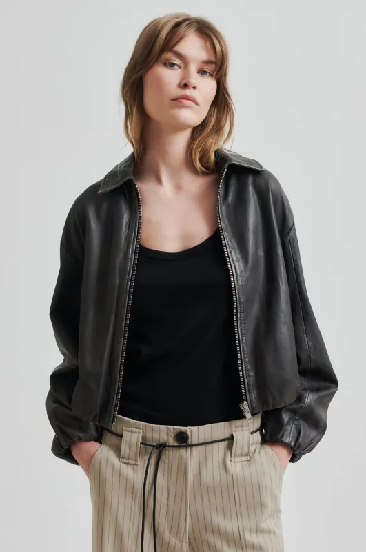 Lato Leather Bomber Jacket sold by Second Female