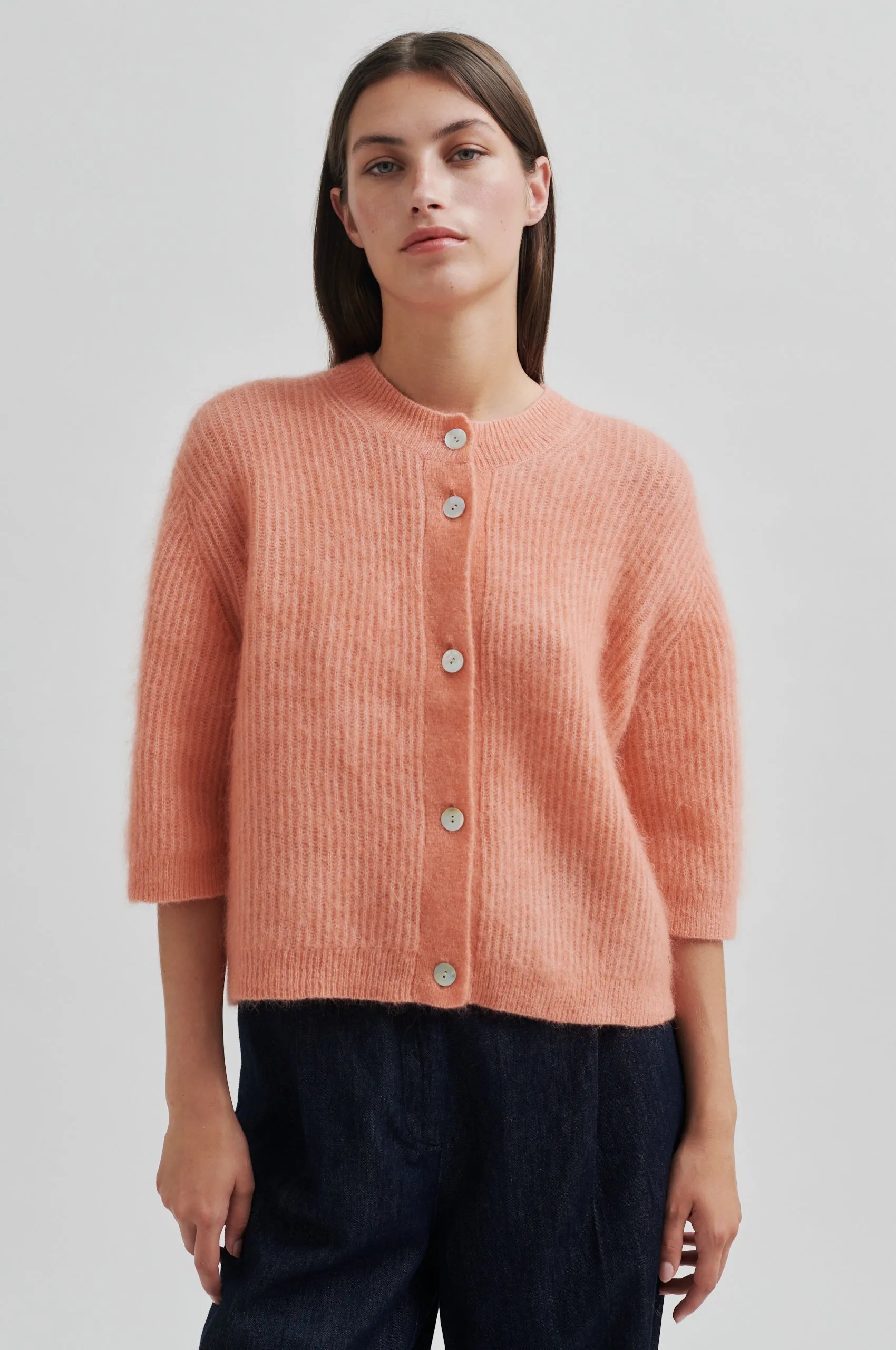 Andrea Knit Rib Cardigan sold by Second Female