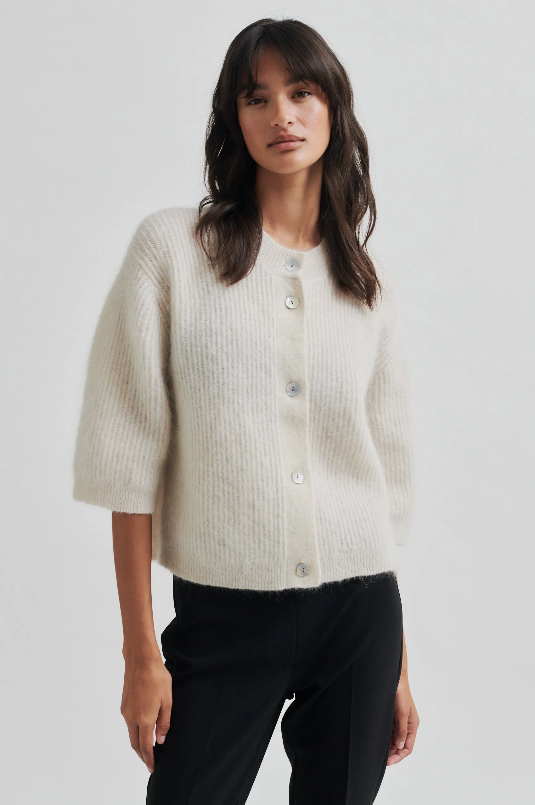 Andrea Knit Rib Cardigan sold by Second Female