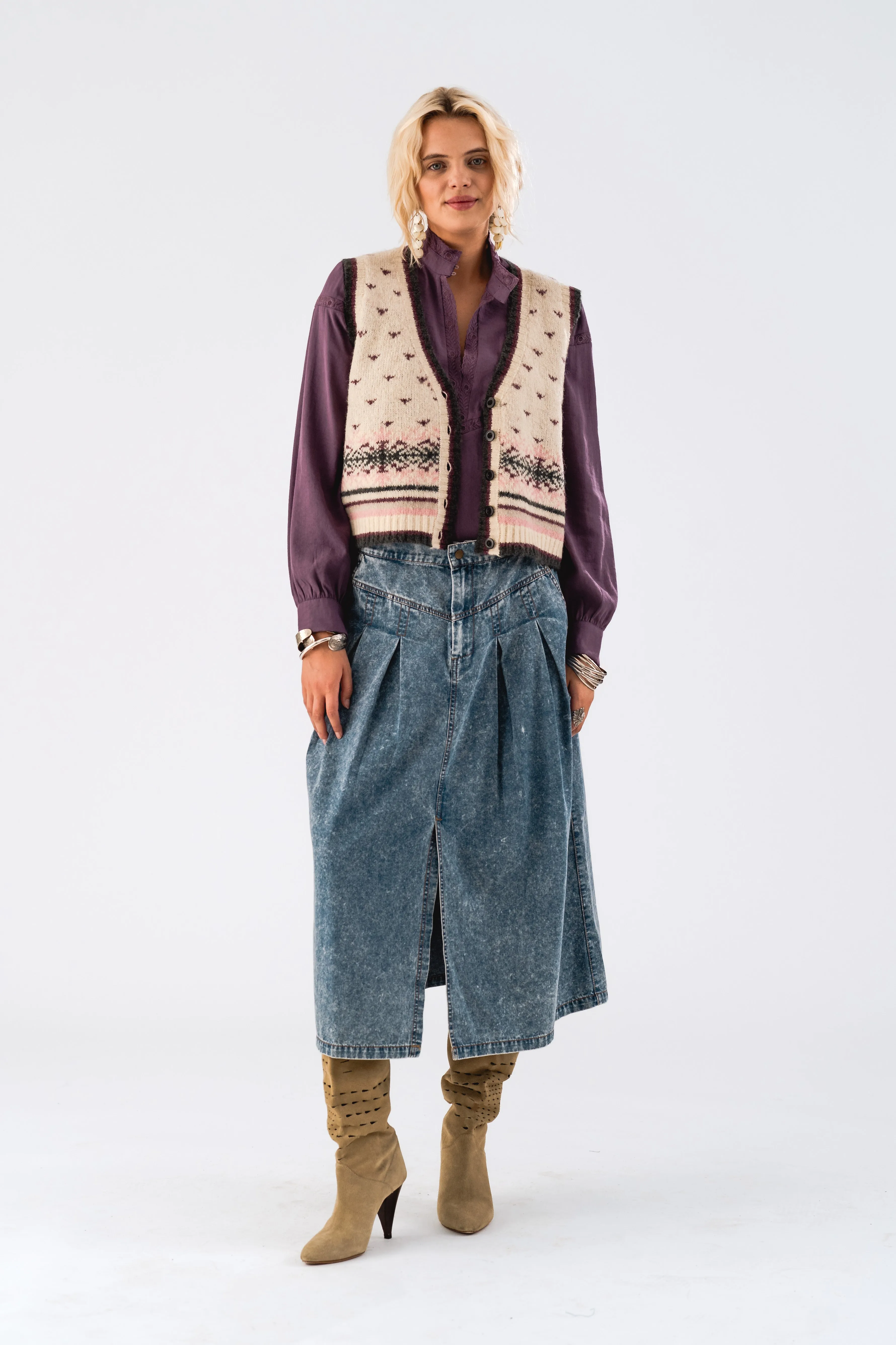 IsaLL Midi Skirt - Light Blue sold by Lollys Laundry