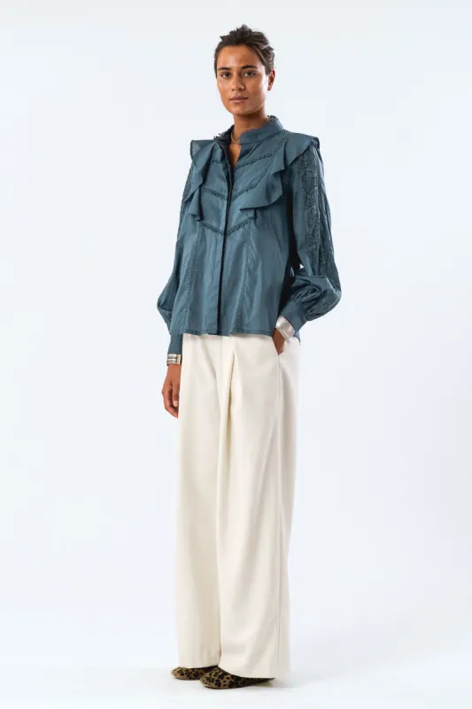 MajaLL Shirt LS - Dusty Blue sold by Lollys Laundry