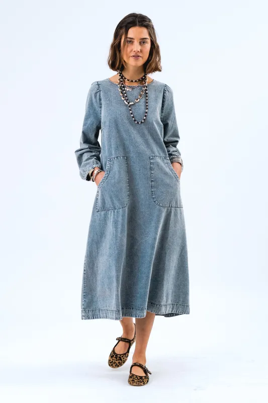 LucasLL Midi Dress - Washed Denim sold by Lollys Laundry