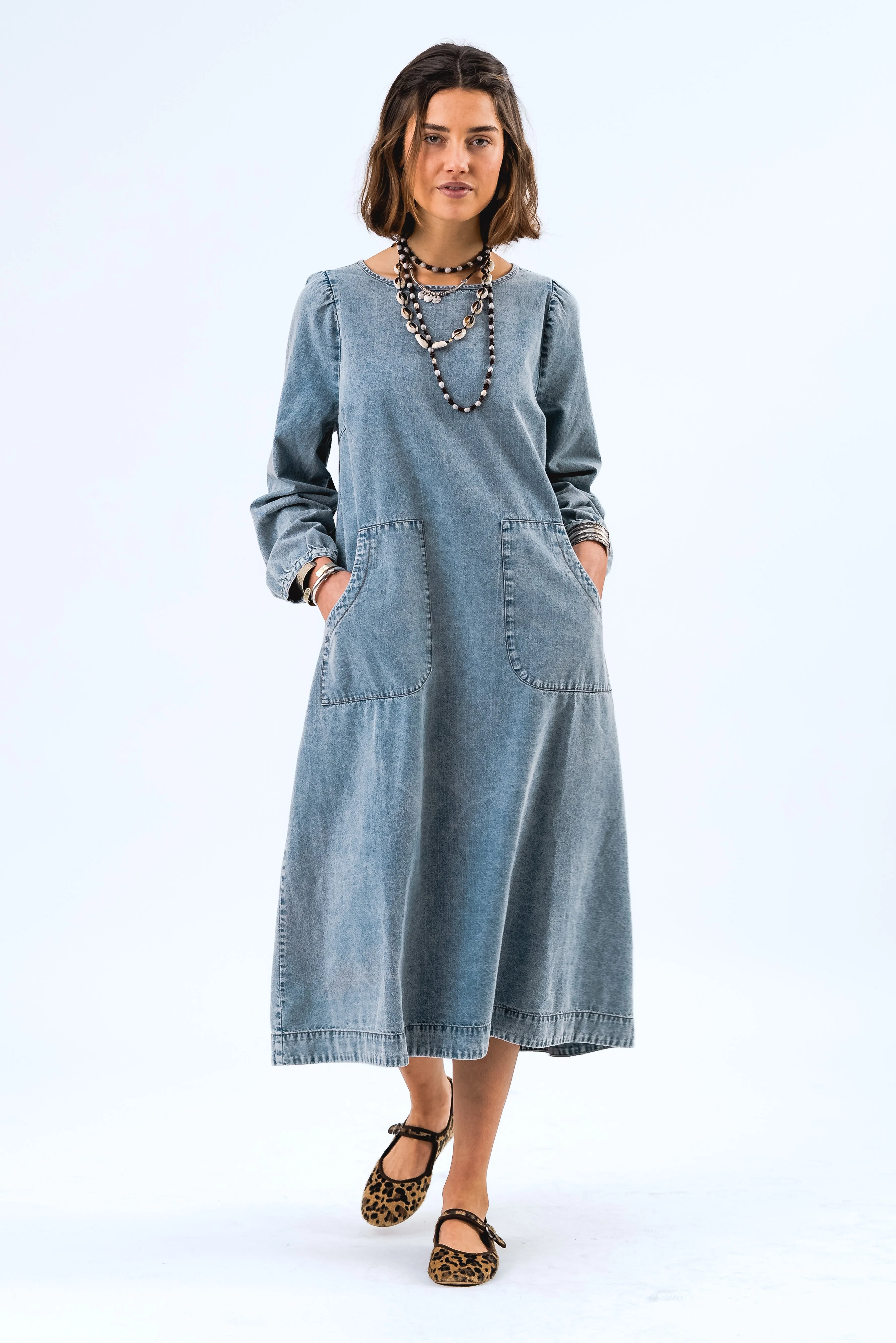 LucasLL Midi Dress - Washed Denim sold by Lollys Laundry