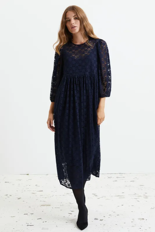 Marion Dress - Dark Blue sold by Lollys Laundry