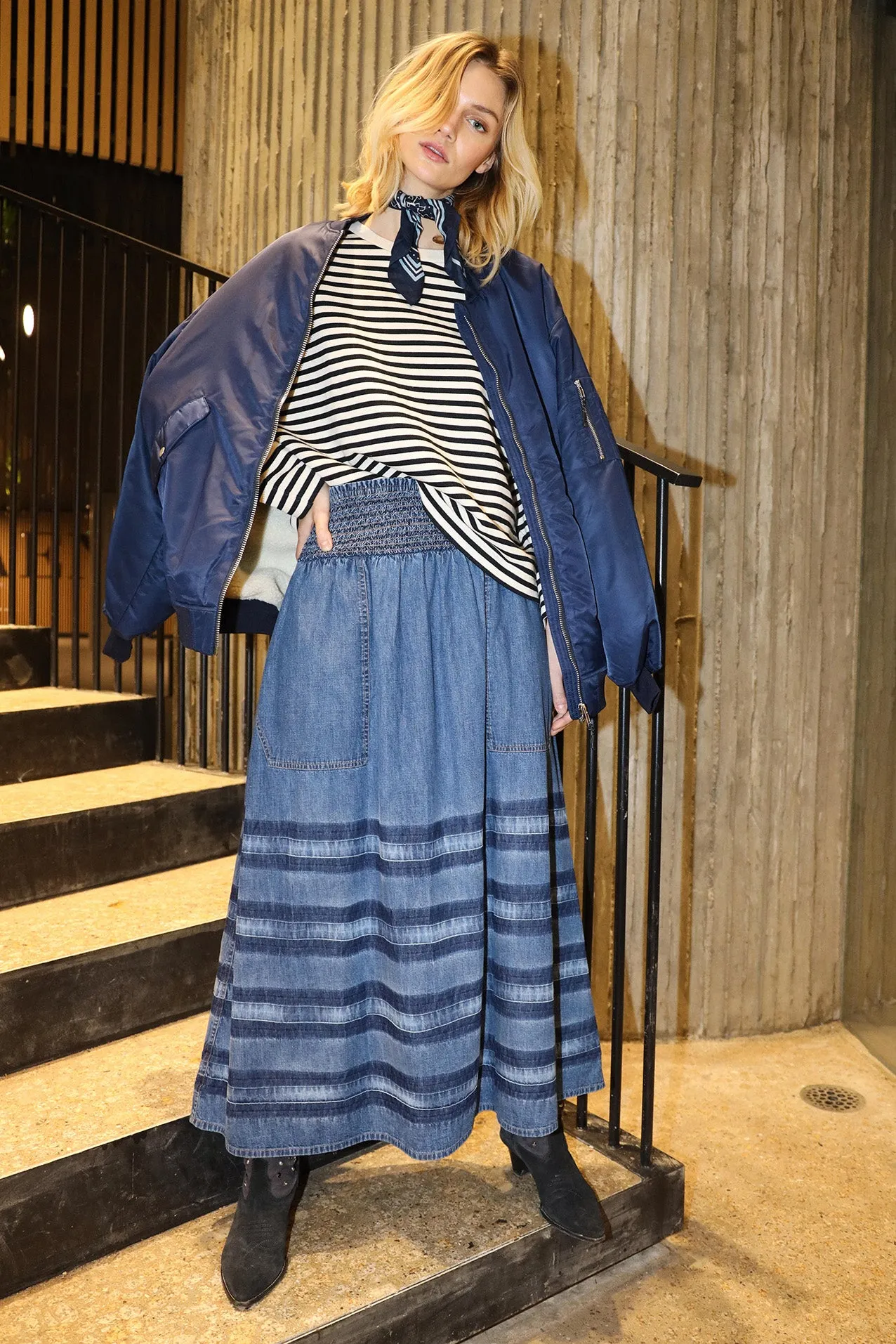 AmondLL Maxi Skirt - Blue sold by Lollys Laundry