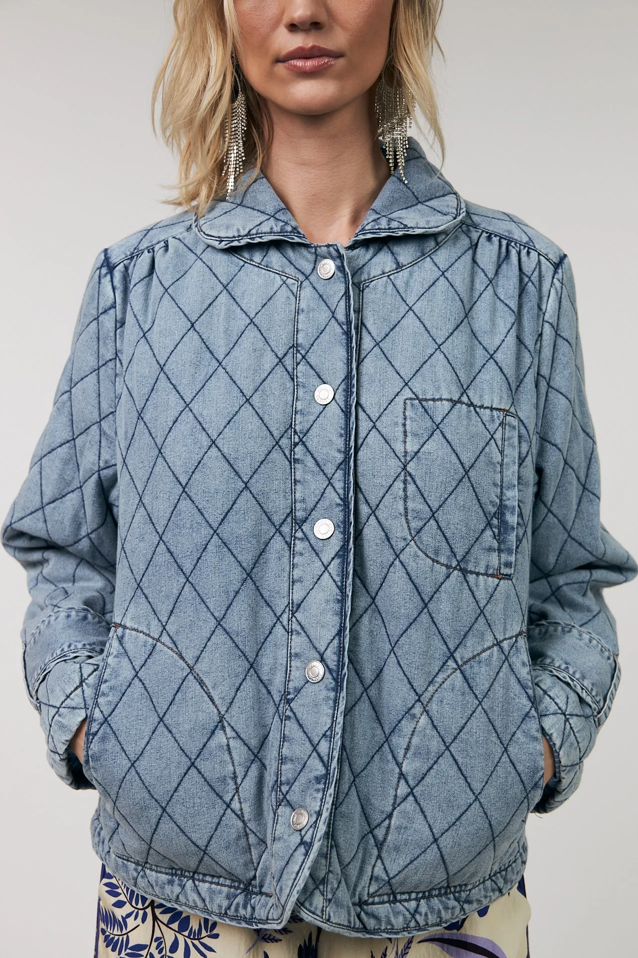 ViolaLL Quilted Jacket - Washed Denim sold by Lollys Laundry product image thumbnail 3