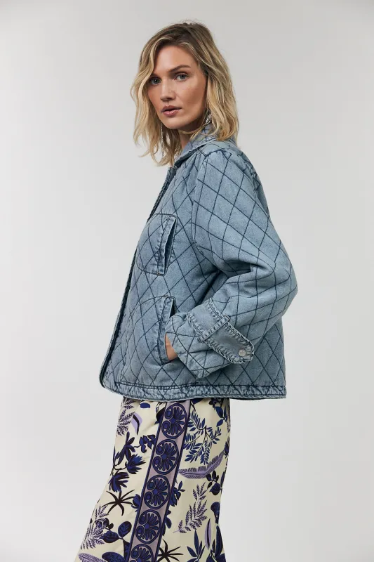 ViolaLL Quilted Jacket - Washed Denim sold by Lollys Laundry