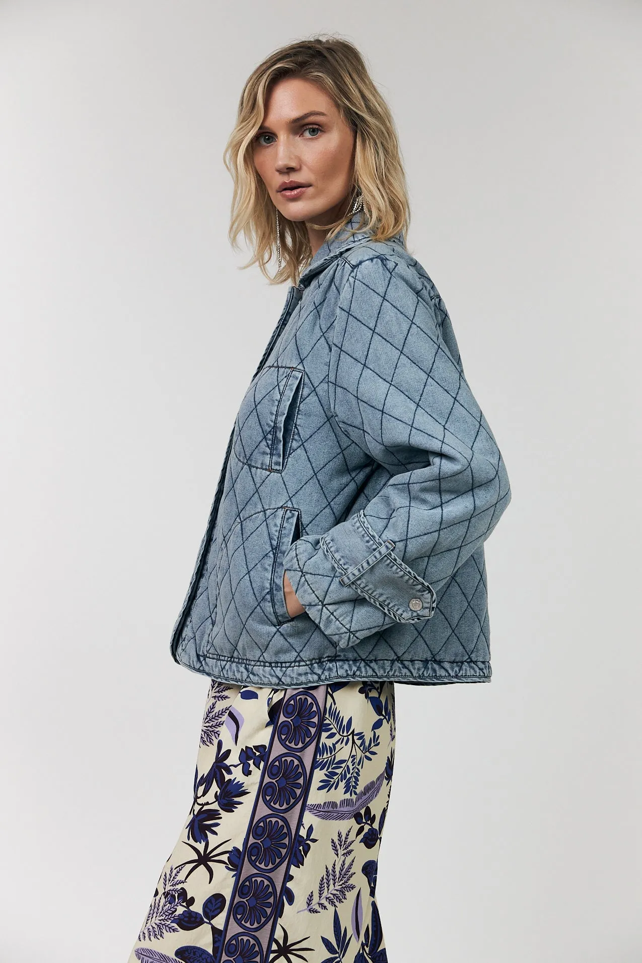 ViolaLL Quilted Jacket - Washed Denim sold by Lollys Laundry