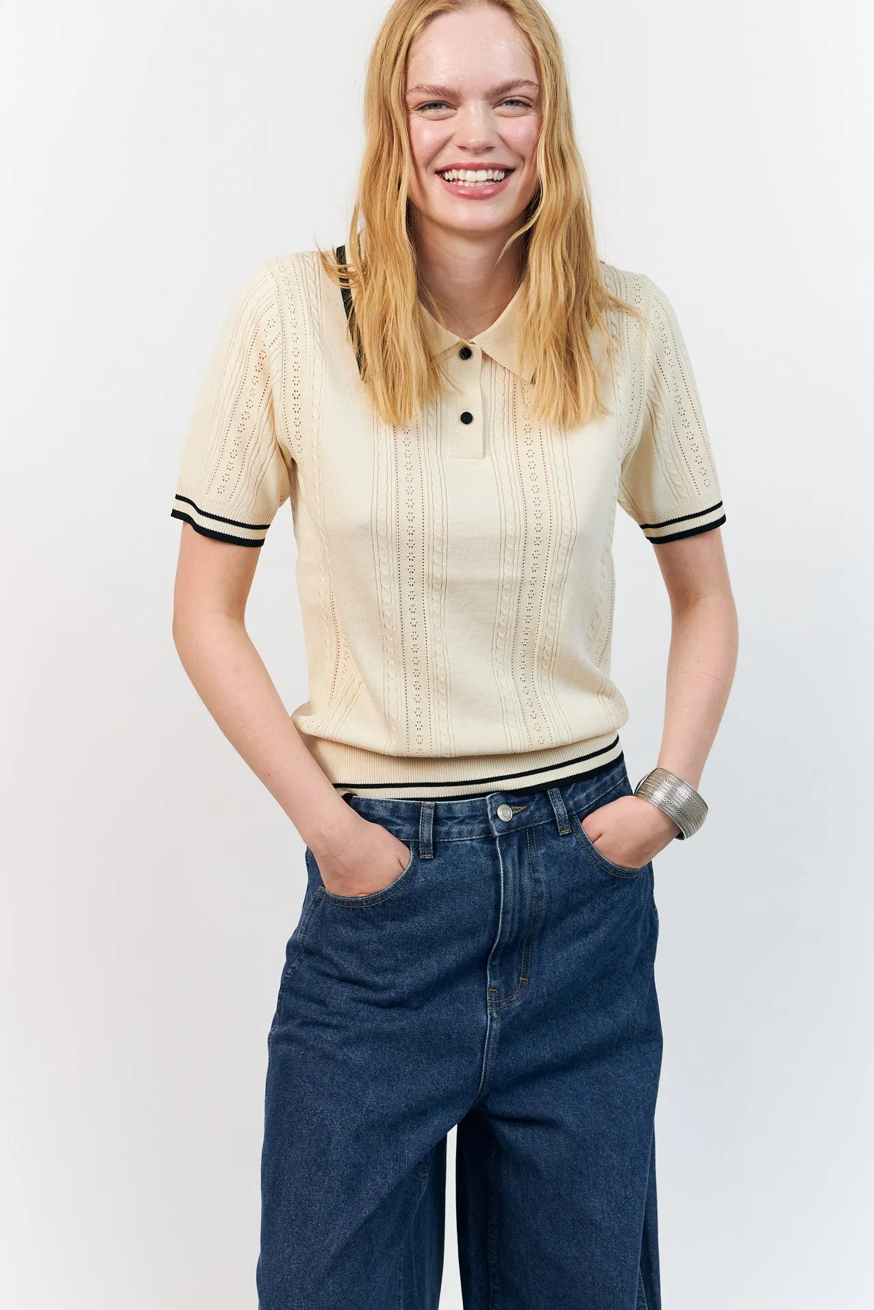 AndreaLL Polo Knit - Creme sold by Lollys Laundry