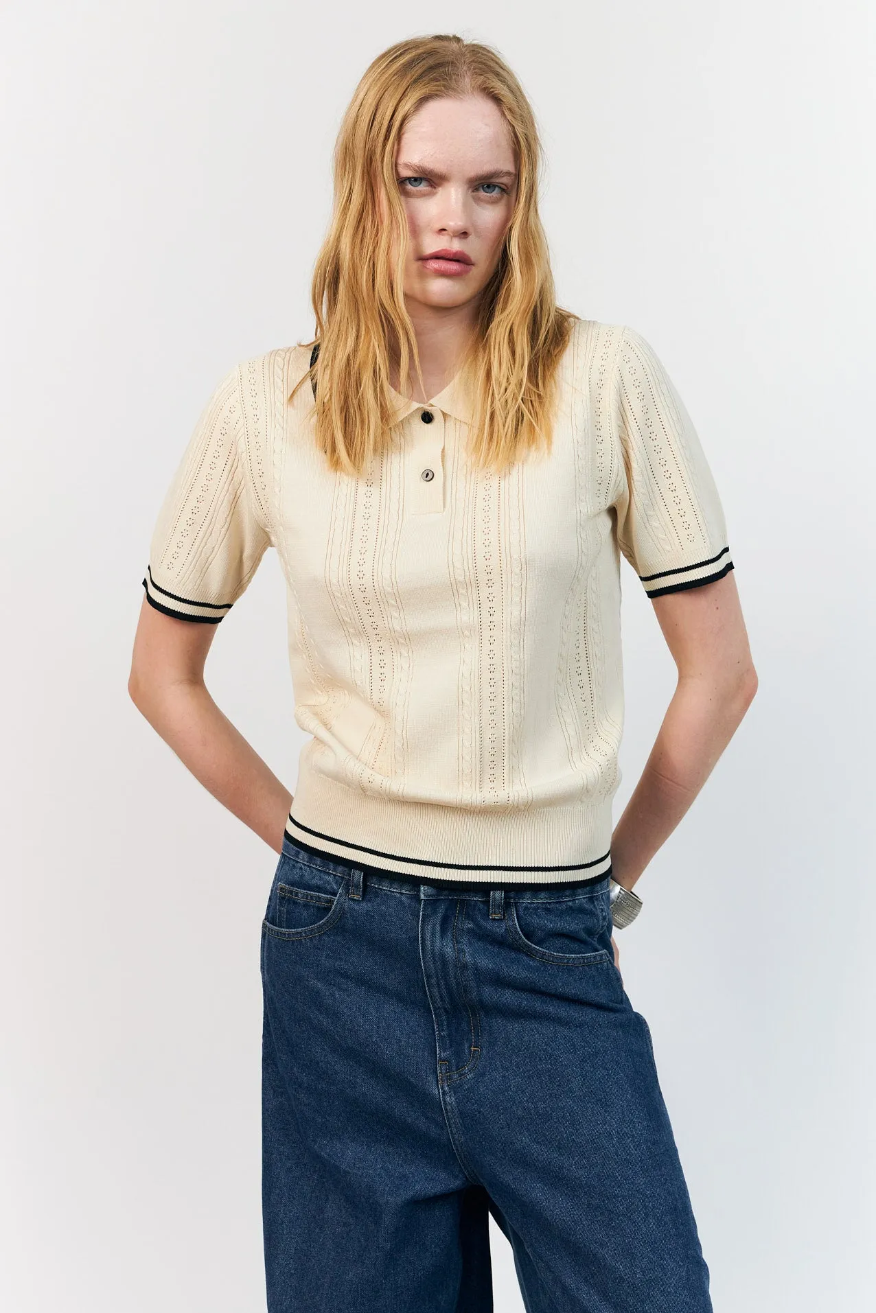 AndreaLL Polo Knit - Creme sold by Lollys Laundry product image thumbnail 3