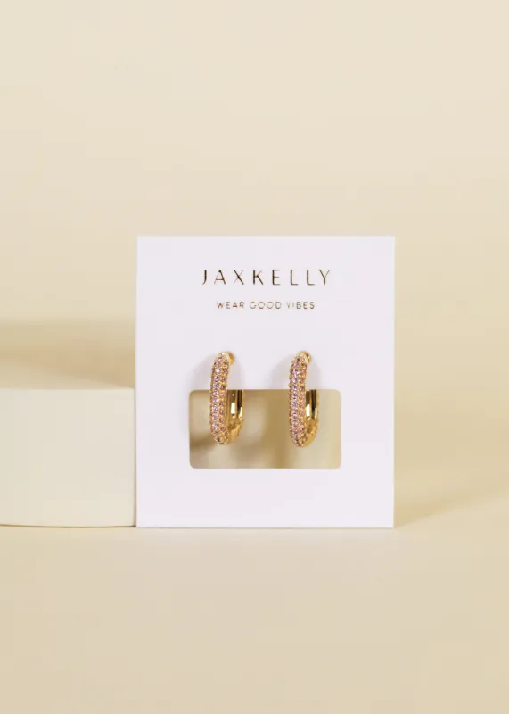 Golden Hoop - Pink Pave - Earring sold by JaxKelly