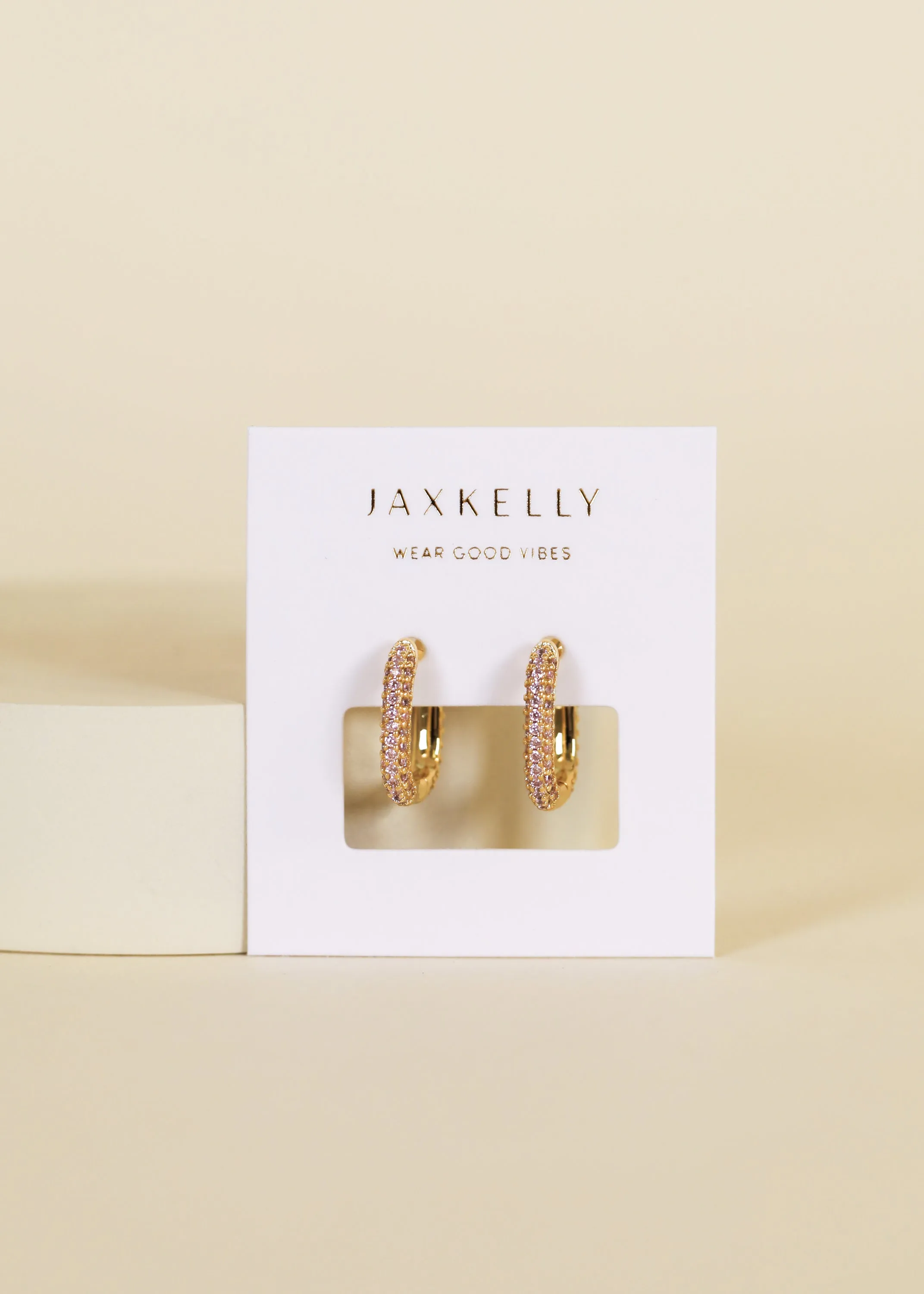 Golden Hoop - Pink Pave - Earring sold by JaxKelly