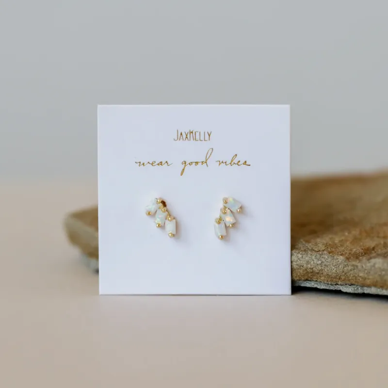 Opal Offset Trio Stud Stack sold by JaxKelly