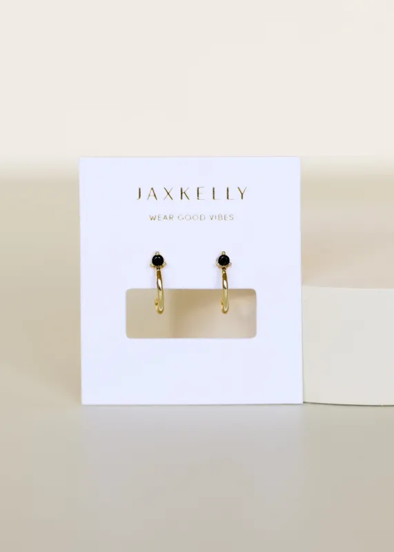 Open Mini Hoop Earring - Black sold by JaxKelly