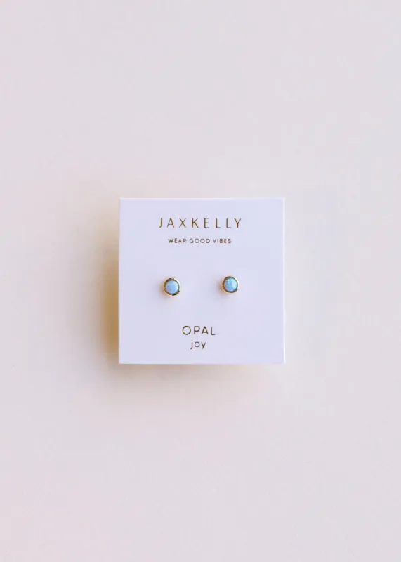 Simple Stud Earring - Fire Opal sold by JaxKelly