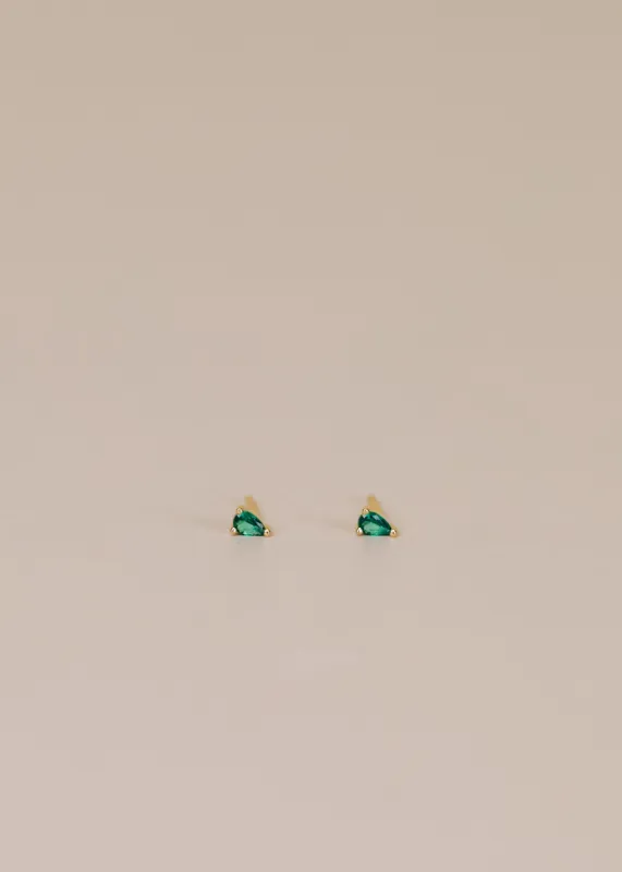 Emerald Teardrop Studs sold by JaxKelly