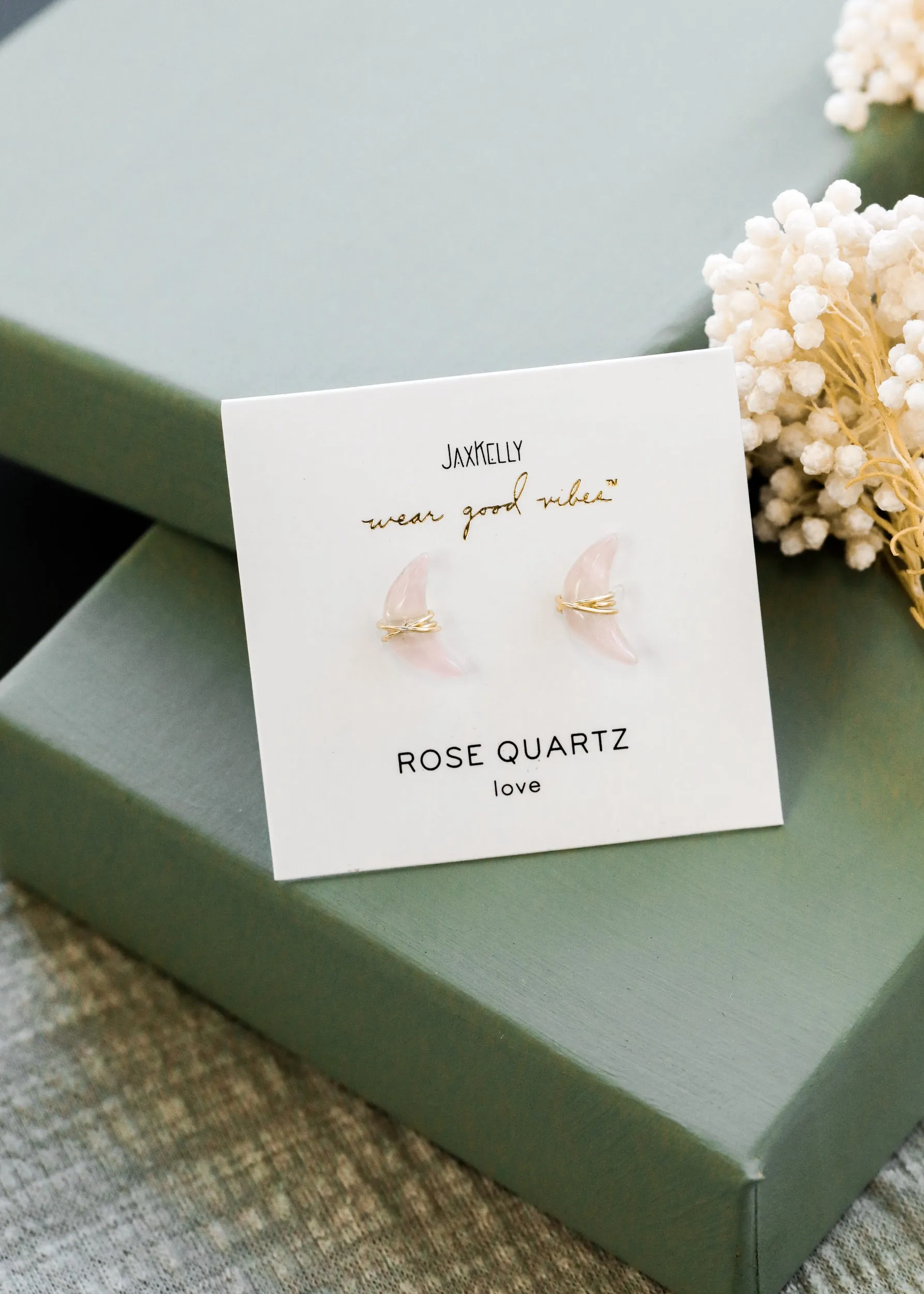 Rose Quartz Wire-Wrapped Moon sold by JaxKelly