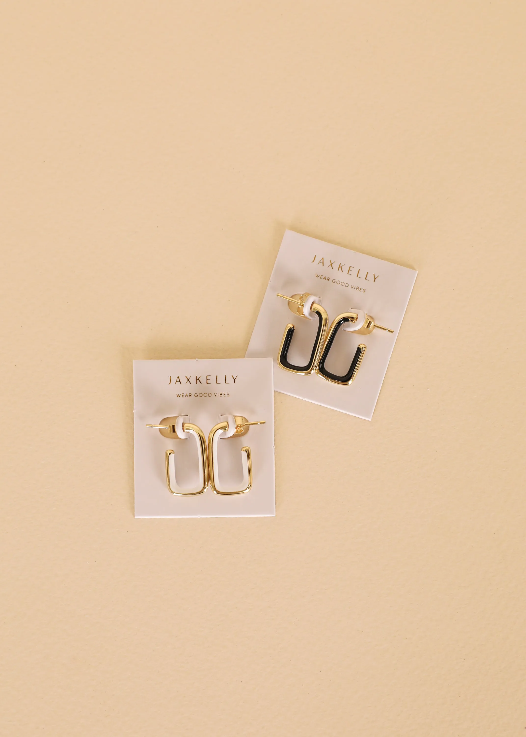 Black Enamel Large Rectangle Hoop Earring sold by JaxKelly product image thumbnail 3