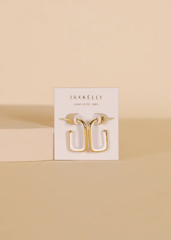 White Color Dipped Large Rectangle Hoop Earring sold by JaxKelly