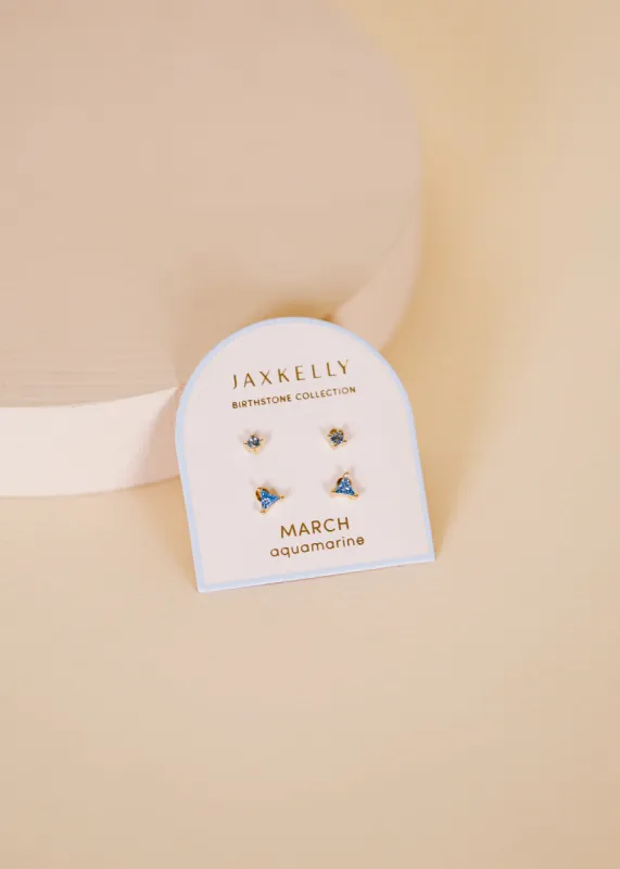 Birthstone Stud Earring Set - March sold by JaxKelly