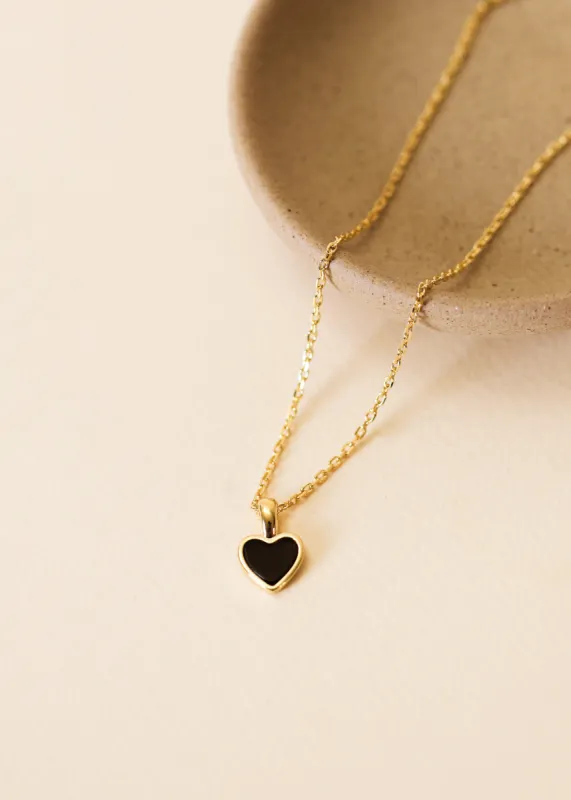 Gemstone Heart Pendant Necklace - Black Tourmaline sold by JaxKelly