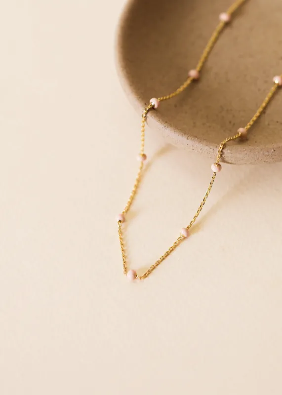 Petal Pink Enamel Gold Necklace sold by JaxKelly