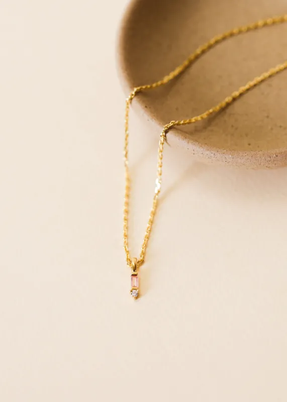 Baguette Drop Pendant Necklace - Pink sold by JaxKelly