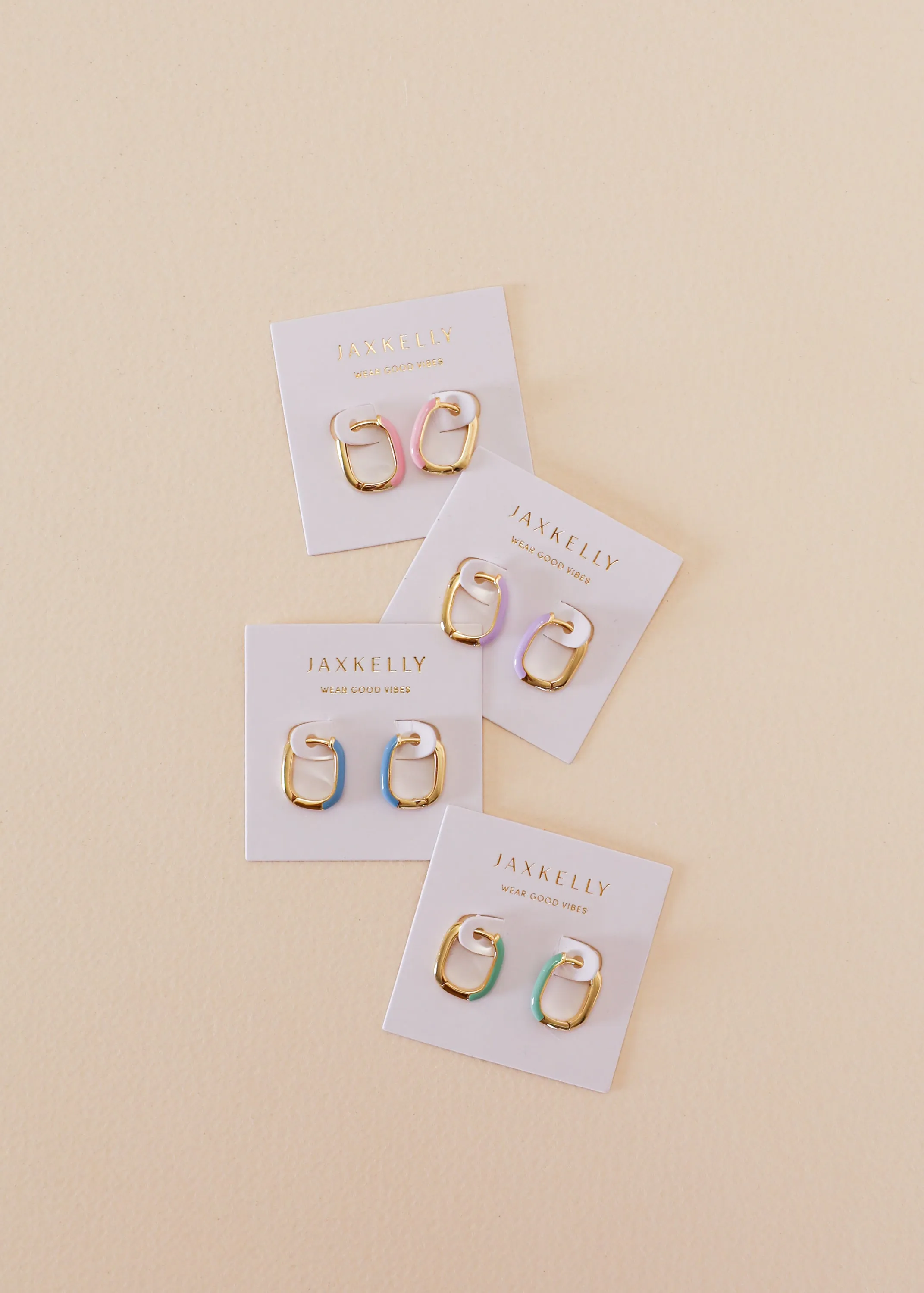 Color Dipped Rectangle Hoop Earring - Petal Pink sold by JaxKelly product image thumbnail 2