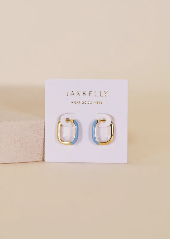 Color Dipped Rectangle Hoop Earring - Bermuda Blue sold by JaxKelly