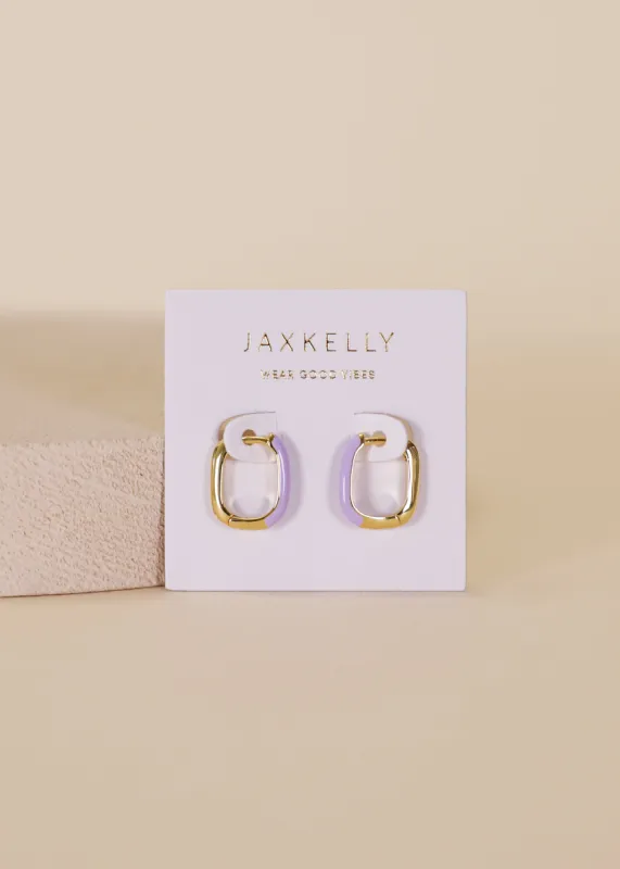 Color Dipped Rectangle Hoop Earring - Powder Purple sold by JaxKelly
