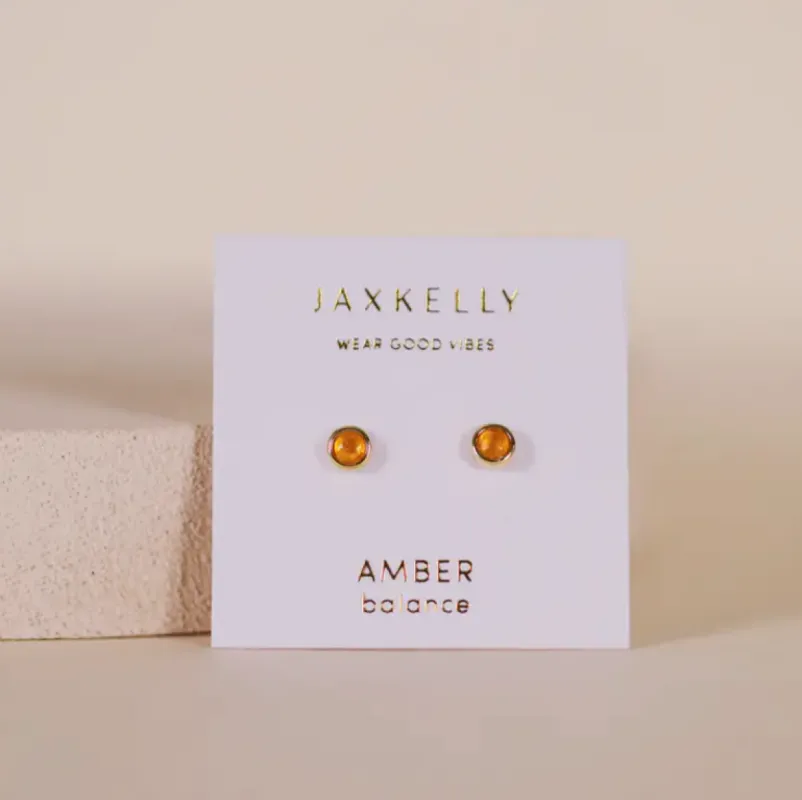 Simple Stud Earring - Amber Gemstone sold by JaxKelly