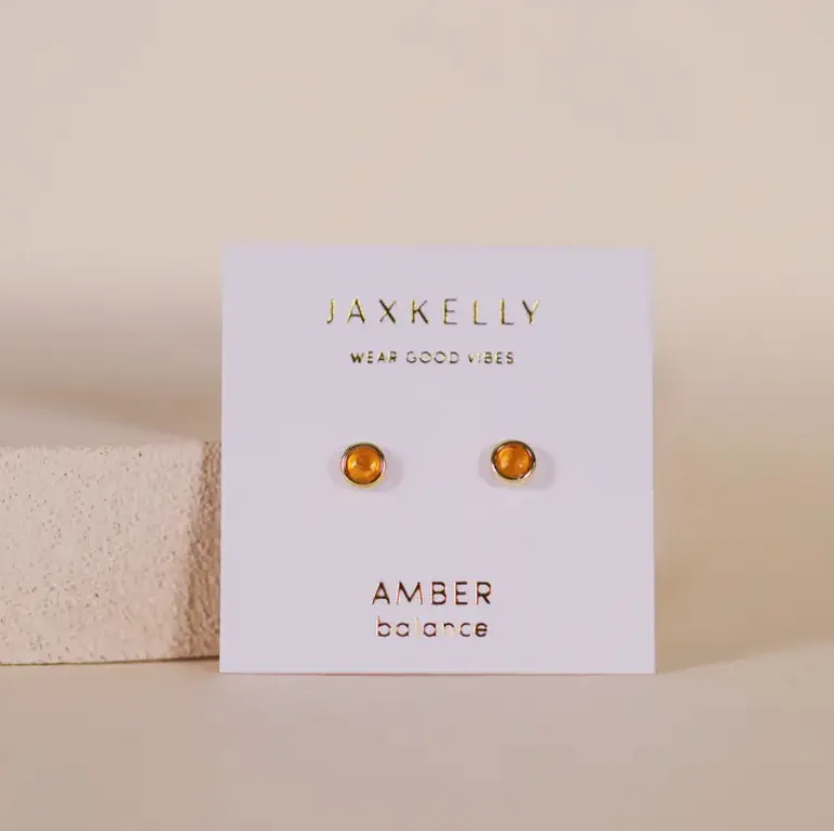 Simple Stud Earring - Amber Gemstone sold by JaxKelly