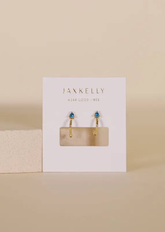 Open Mini Hoop Earrings  - Blue Sapphire sold by JaxKelly