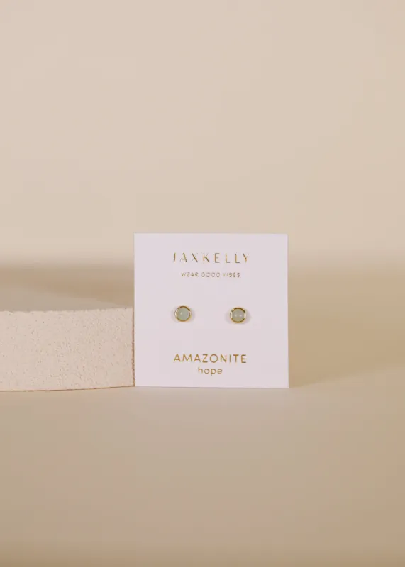 Simple Stud Earring - Amazonite Gemstone sold by JaxKelly