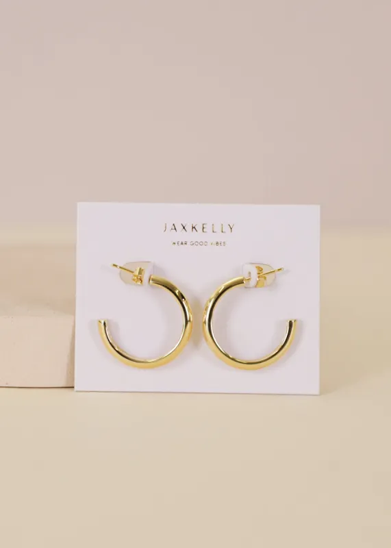 White Enamel Interior Gold Hoop Earrings sold by JaxKelly