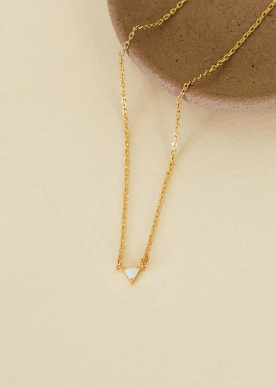 Triangle White Opal Pendant Necklace - 18k Gold Plated sold by JaxKelly