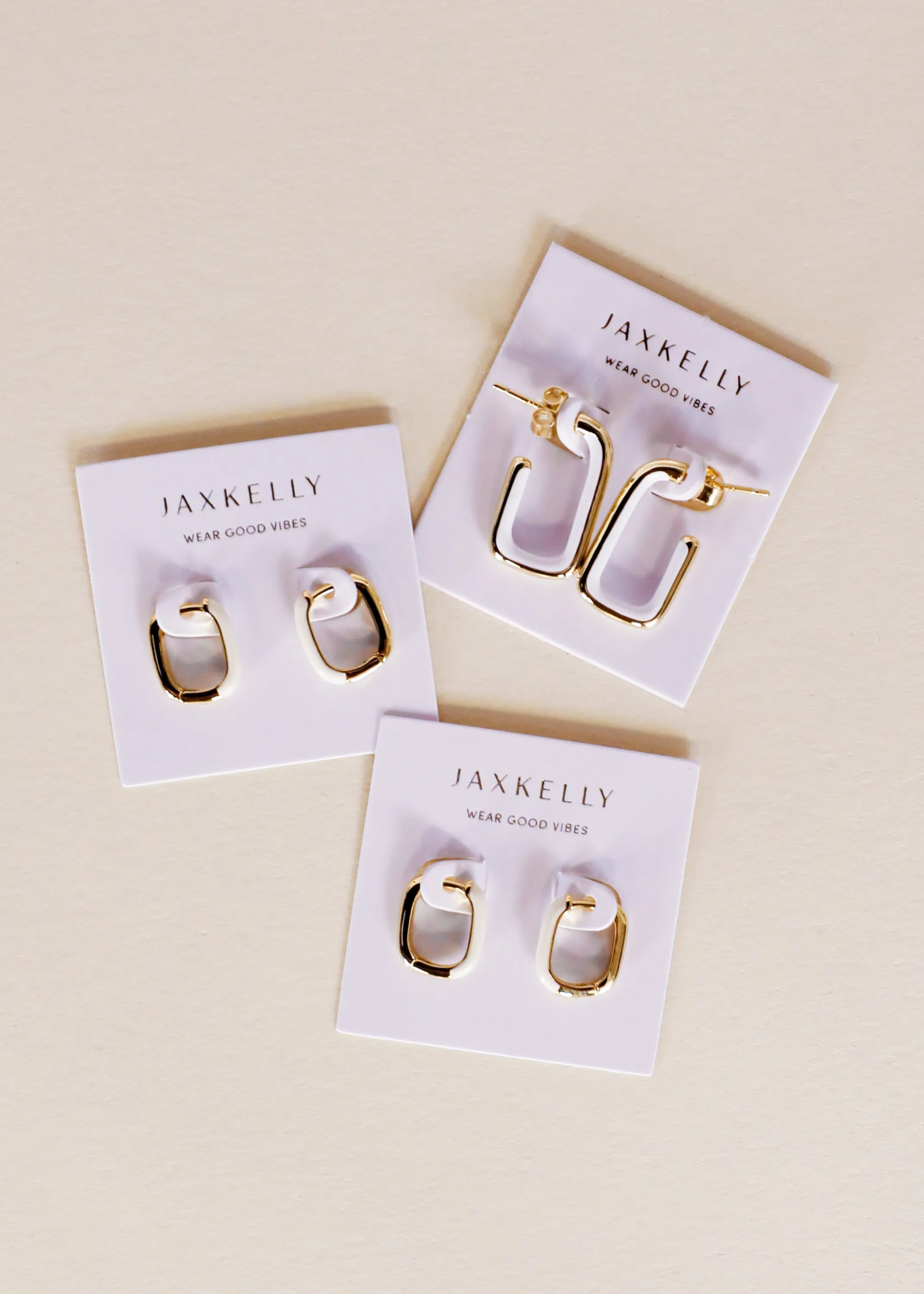 Color Dipped Rectangle Hoop Earring - Cream sold by JaxKelly product image thumbnail 2