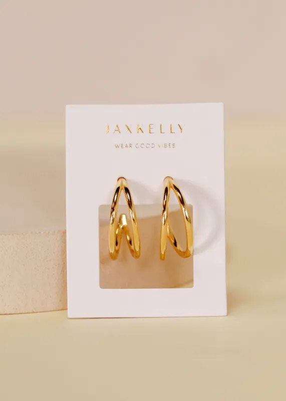 Illusion Double Hoop - Gold Earrings sold by JaxKelly