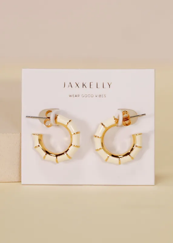 Vintage Hoop Earrings - Cream Enamel sold by JaxKelly