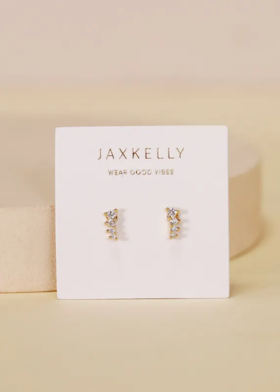 Mini Crawler - White CZ - Gold Earrings sold by JaxKelly