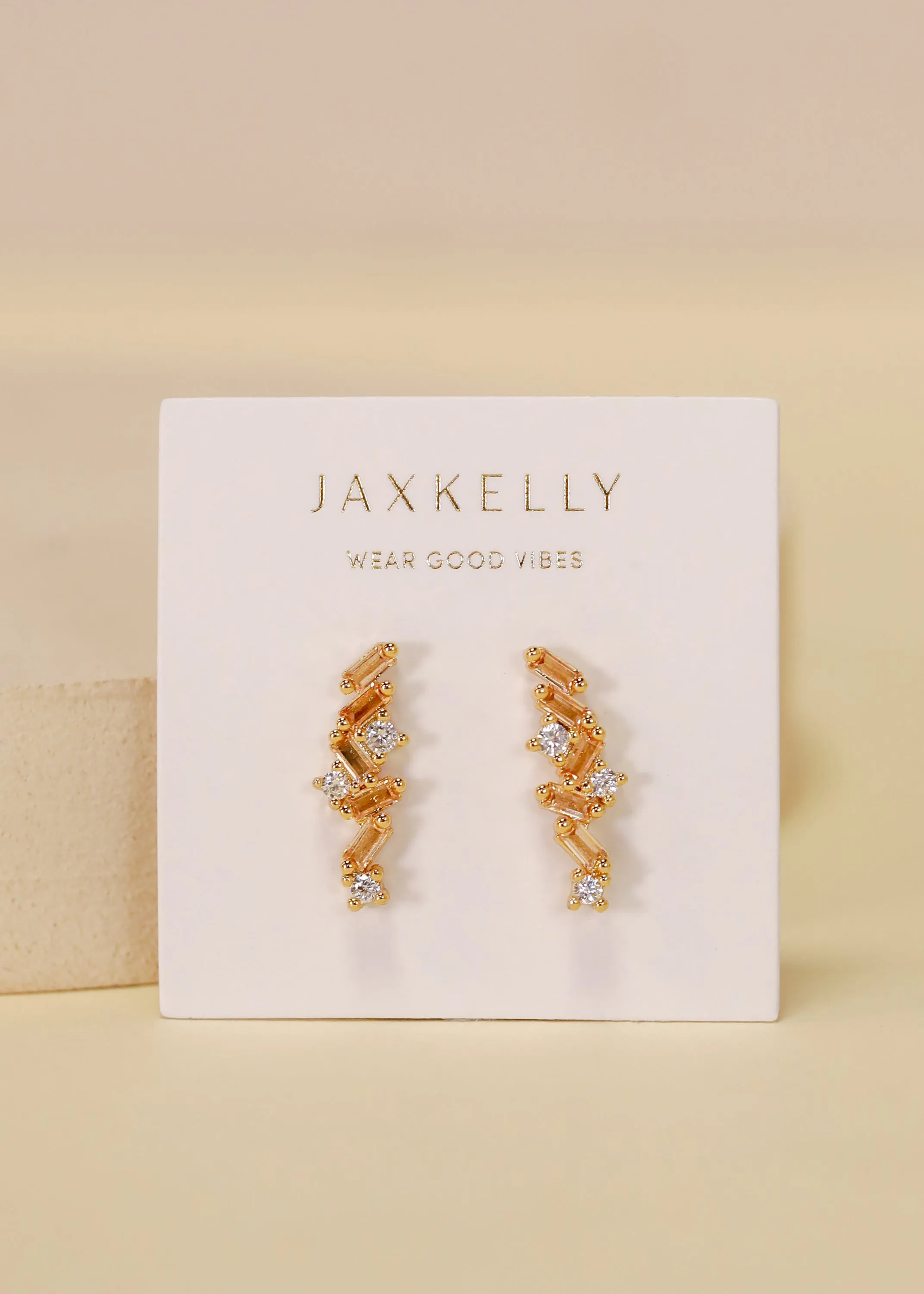 Cascading Baguette Drop - Gold Earrings sold by JaxKelly