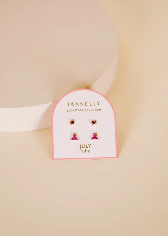 Birthstone Stud Earring Set - July sold by JaxKelly