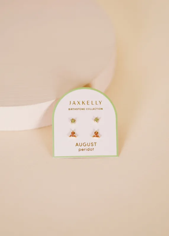 Birthstone Stud Earring Set - August sold by JaxKelly