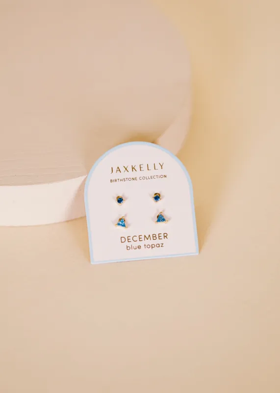 Birthstone Stud Earring Set - December sold by JaxKelly