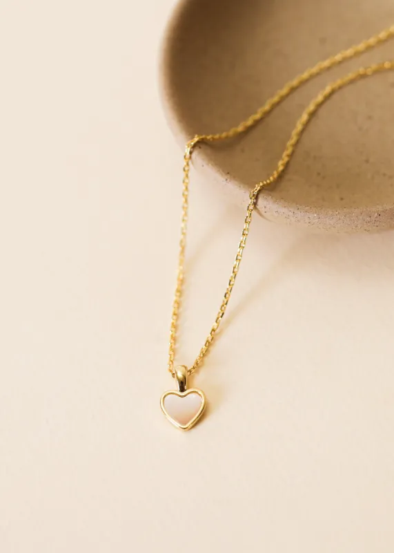 Mother of Pearl Heart Pendant Necklace sold by JaxKelly