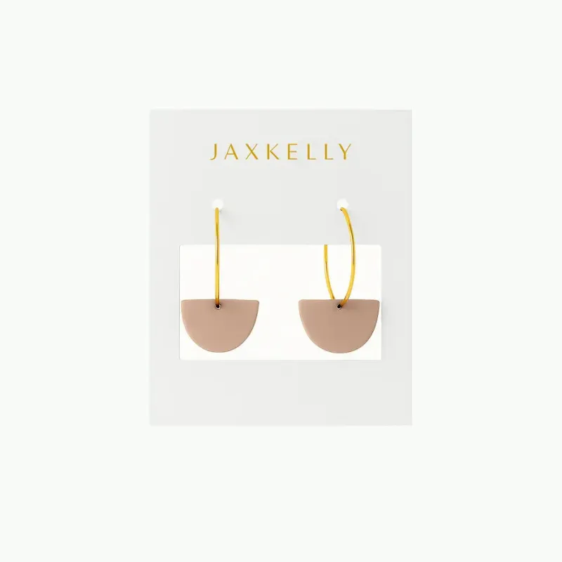 Hoops - Clay Half Moon - Almond Rose Earrings sold by JaxKelly