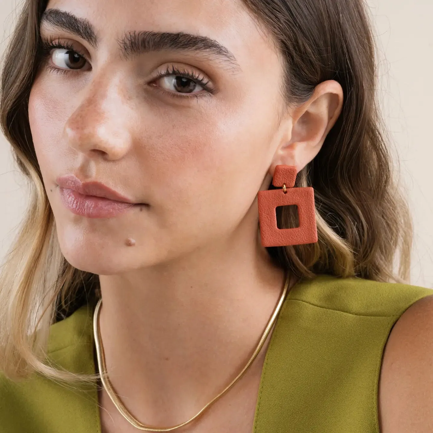 Square Clay Earring- Terracotta sold by JaxKelly product image thumbnail 3