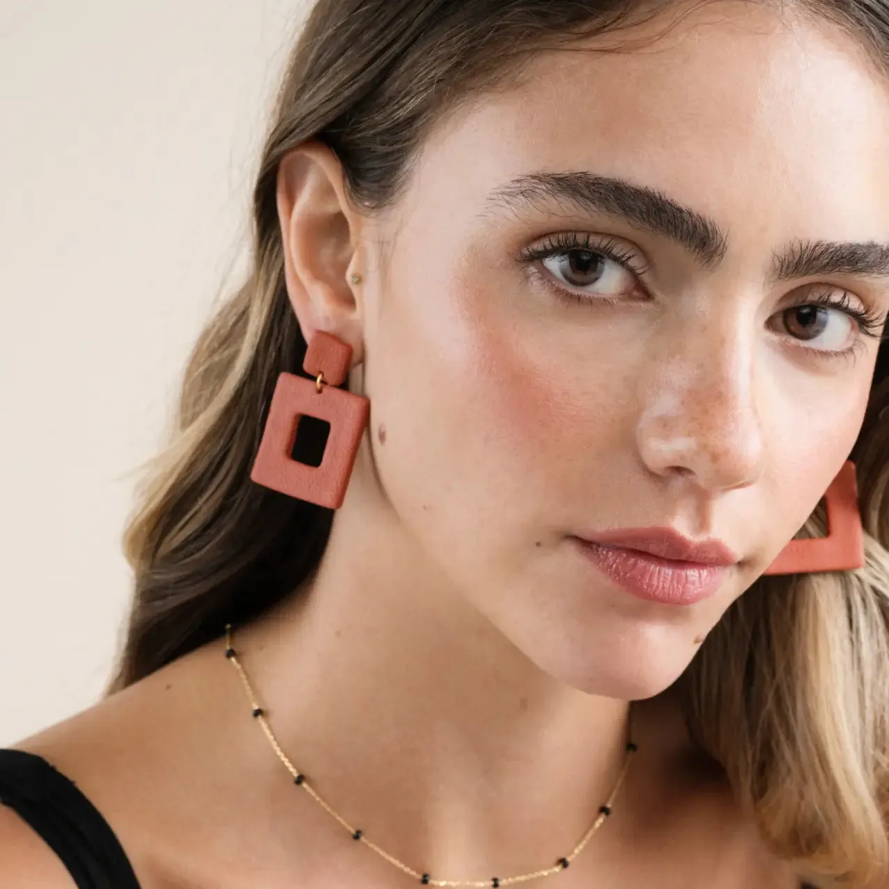 Square Clay Earring- Terracotta sold by JaxKelly product image thumbnail 2